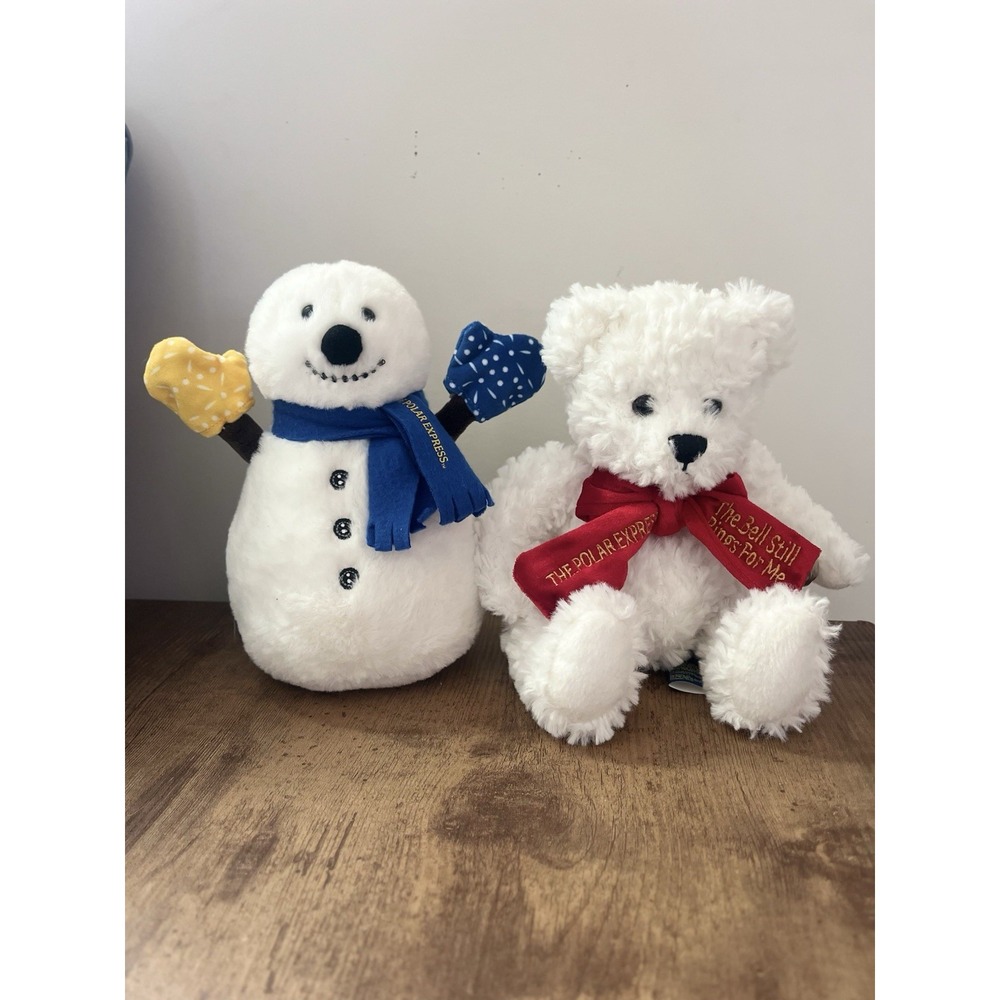 The Polar Express Snowman And Teddy Bear Plush Stuffed Animal Toy Christmas